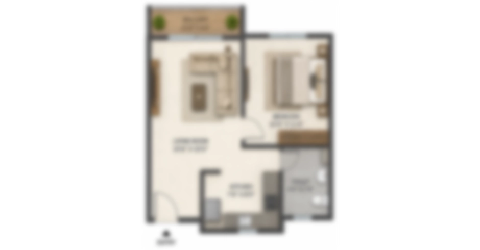 Veloura Vashi 1 BHK Floor Plan